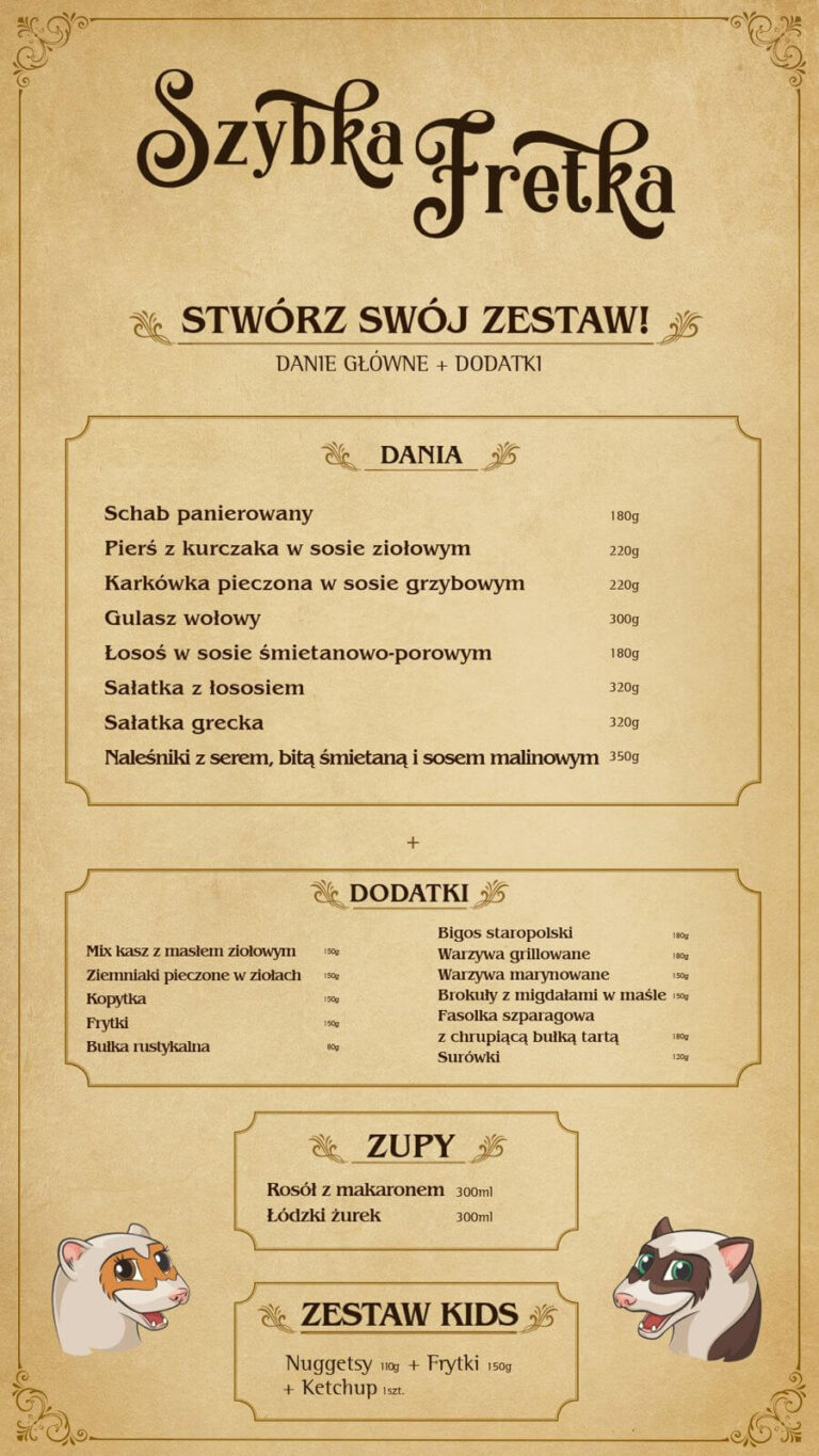 Szybka Fretka menu 102026